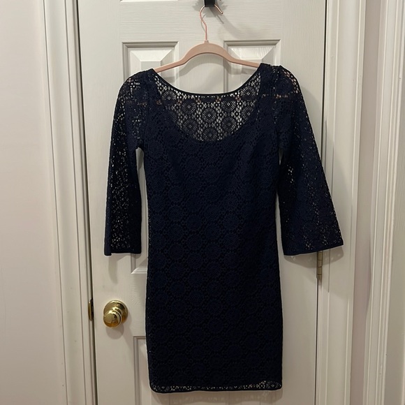 Lilly Pulitzer Navy Blue TOPANGA Lace Dress - Picture 2 of 4